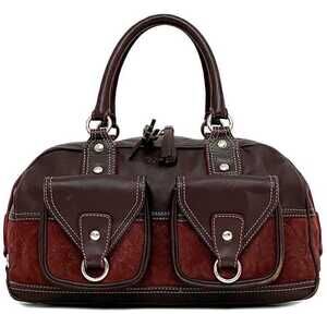 Loewe Handbag Bordeaux Red Anagram Tote Bag Tassel Zipper Brown